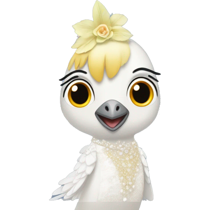 Cockatiel wearing a wedding dress  emoji