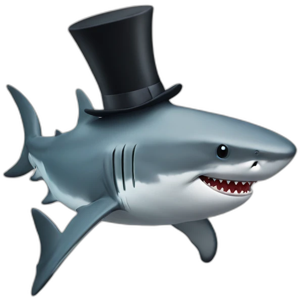Shark with a top hat emoji