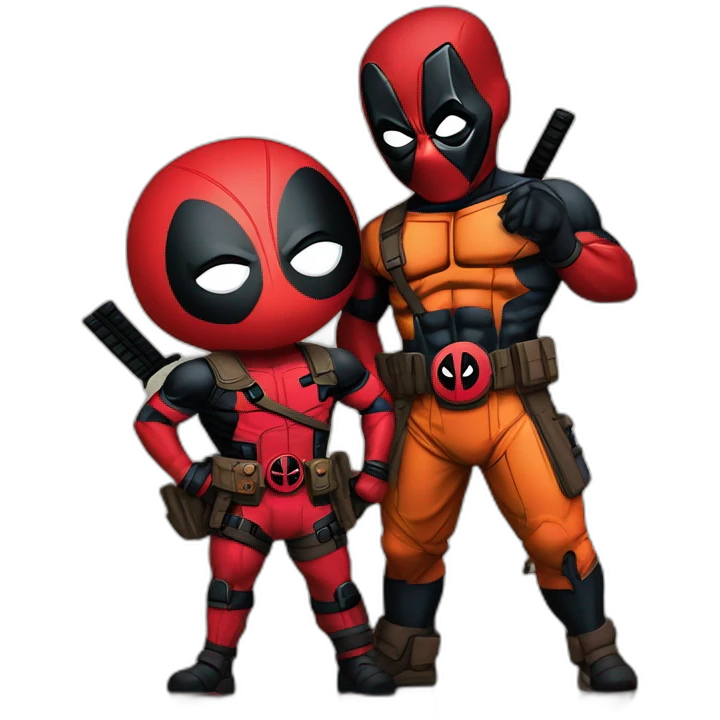 Deadpool y goku tomándose una foto  emoji