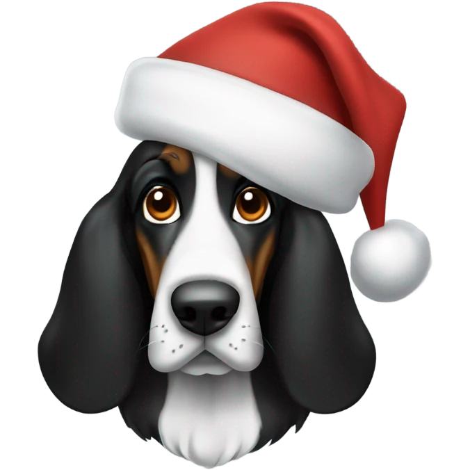 Black basset hound with Santa hat emoji