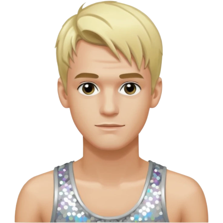 Aaron Carter with blonde hair, silver sequin tank top emoji