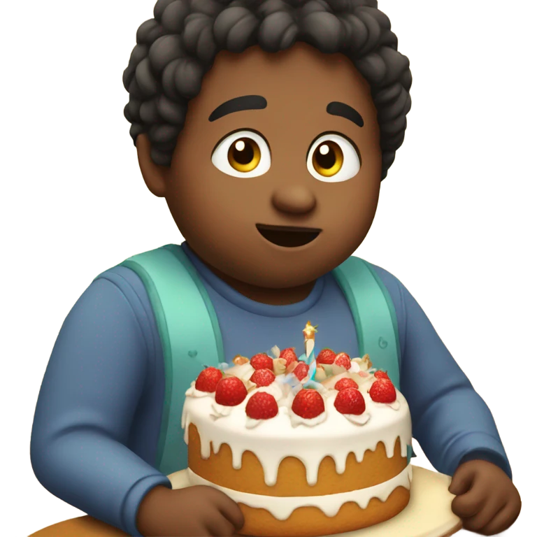 Fat kid eating cake emoji