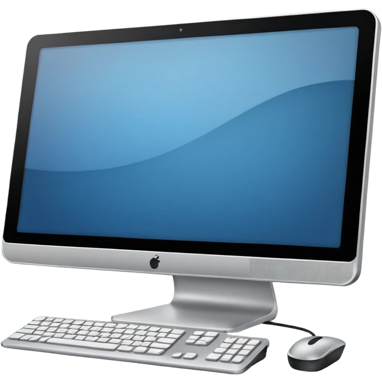 desktop computer with a program running, simple, clear, no text emoji