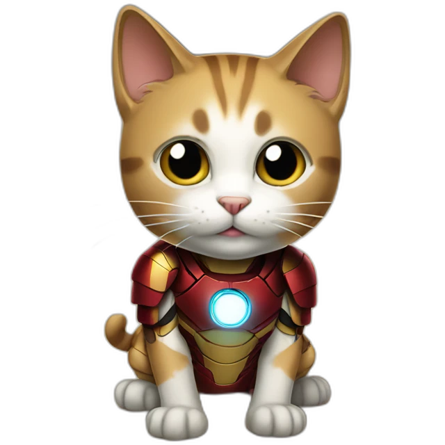 Cat in iron man costume, standing on the floor emoji