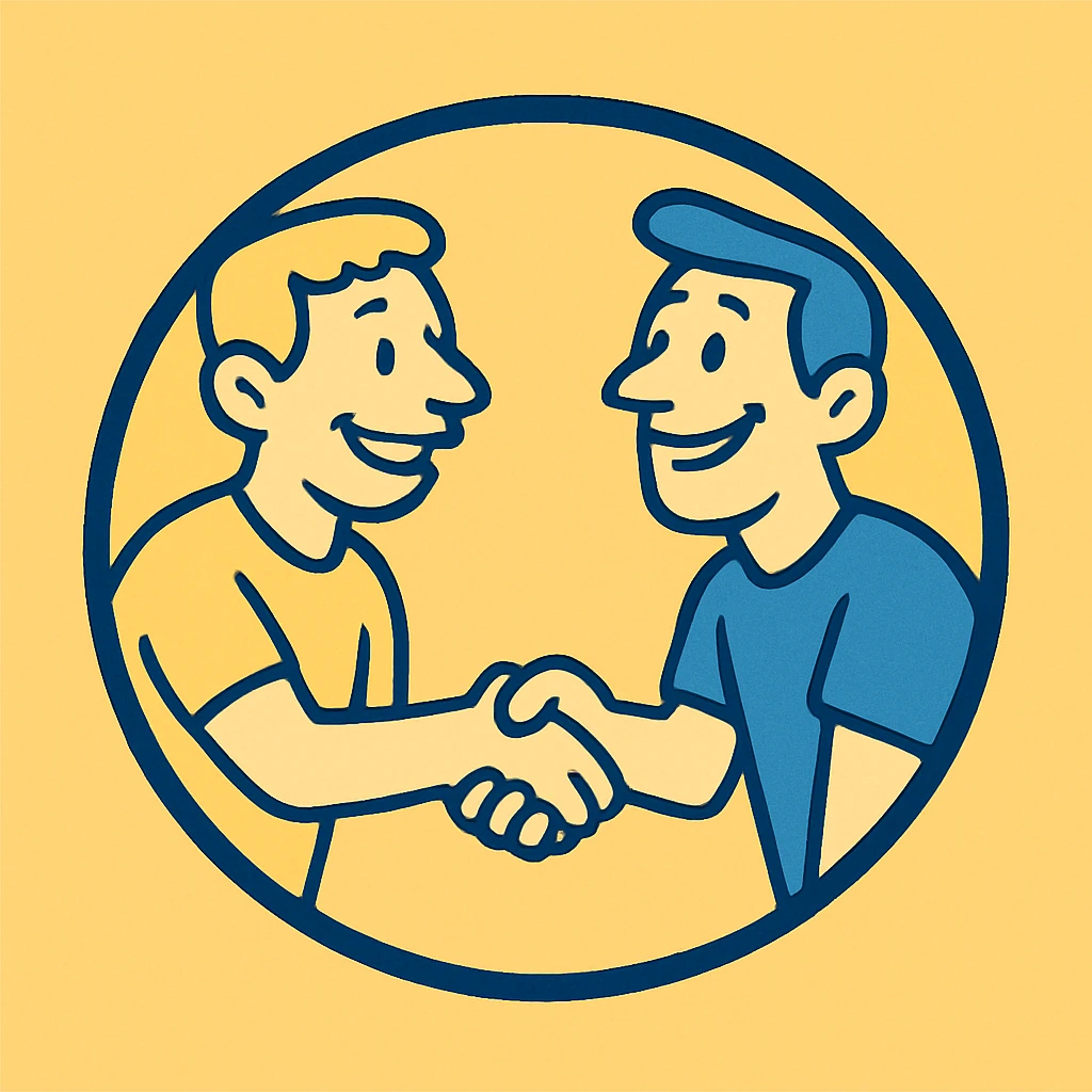icon of Mercado Livre, simple, modern, flat style, yellow and blue color scheme emoji