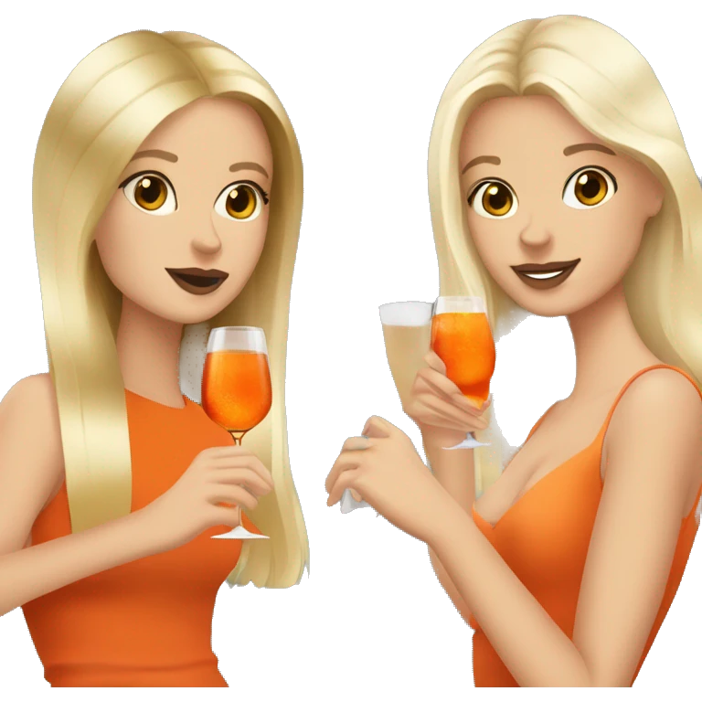 Two girls one blonde and one brown hair drinking aperol emoji
