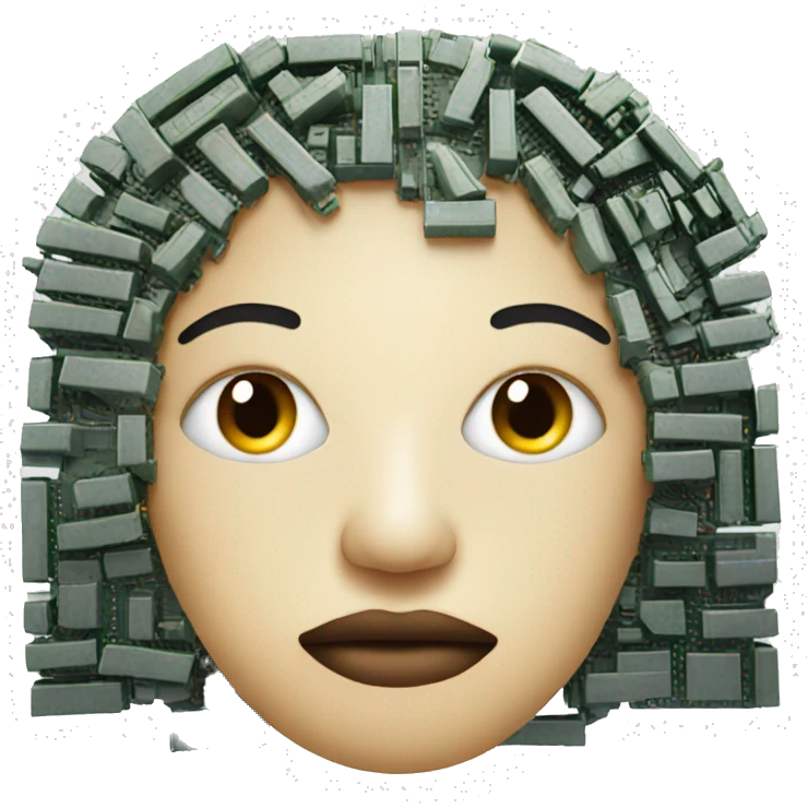 face with lips covered by computer processor emoji