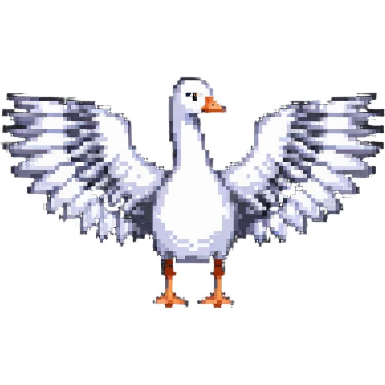 8-bit goose with wings fully extended in t position emoji