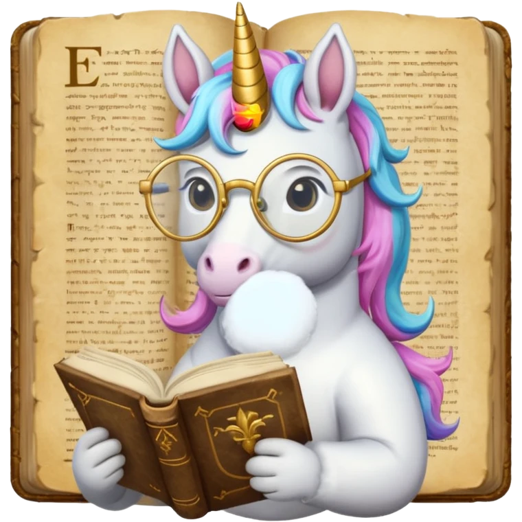 Unicorns read book
A scholar unicorn wearing round glasses, reading a thick ancient tome.












 emoji