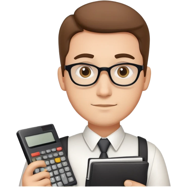 male accountant with calculator, ledger and pen emoji