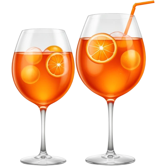 Aperol spritz in balloon glass with aperol spritz logo on it emoji