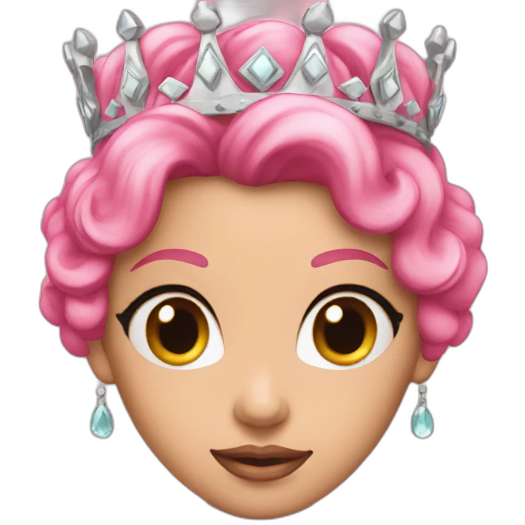 pink princess with crown black eye emoji