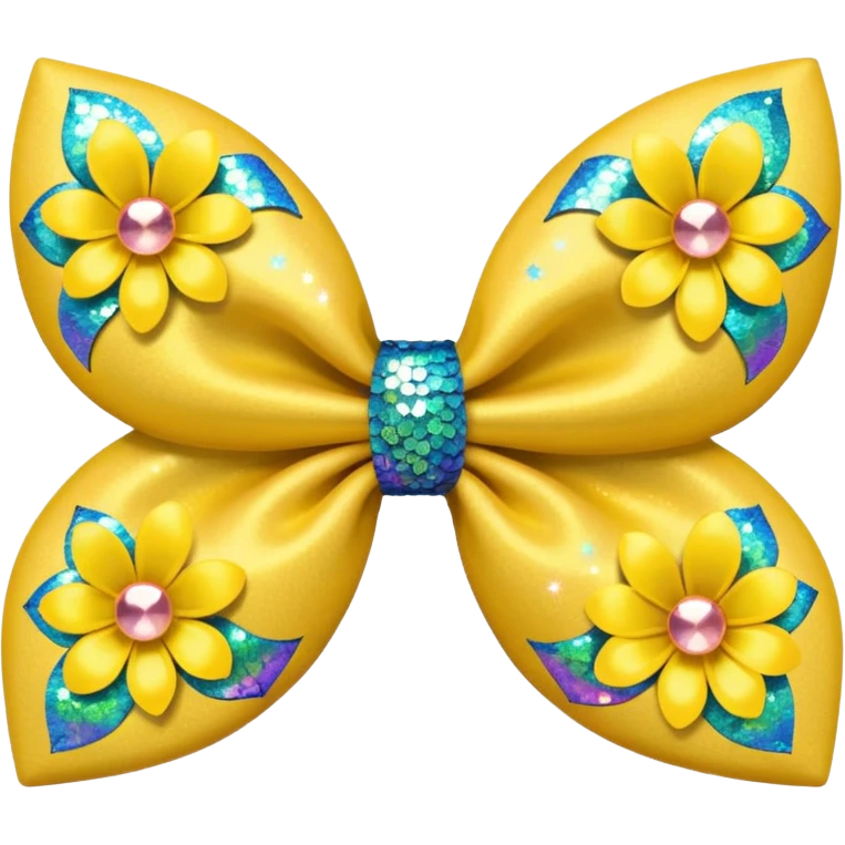 yellow flower bow with glitter emoji