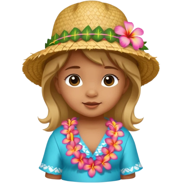 baby girl wear Hawaii's hat version emoji