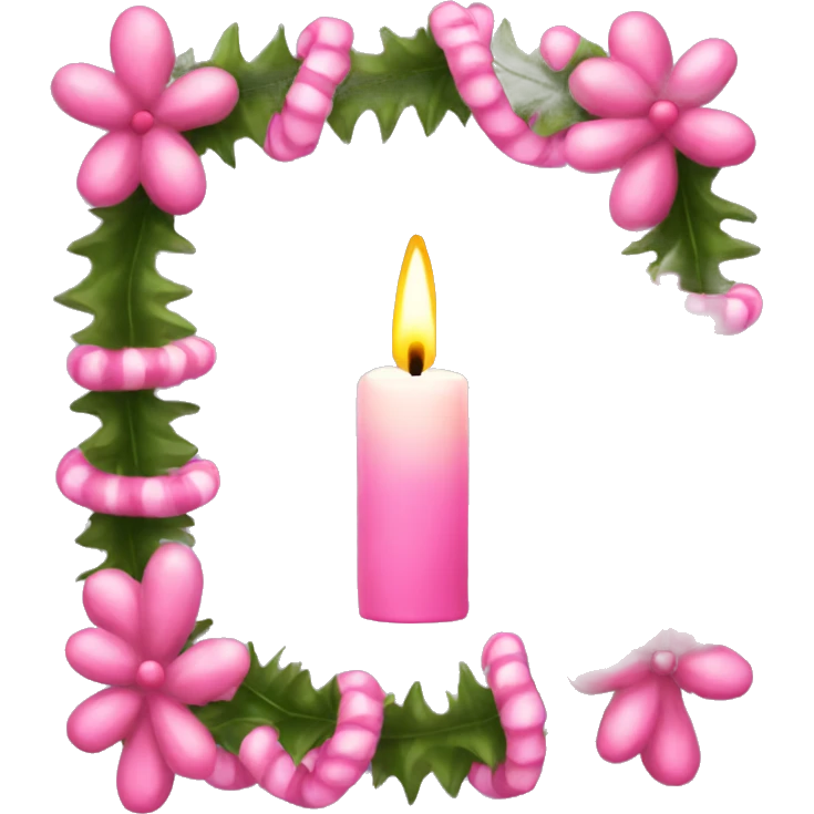 christmas candle pink garland  emoji