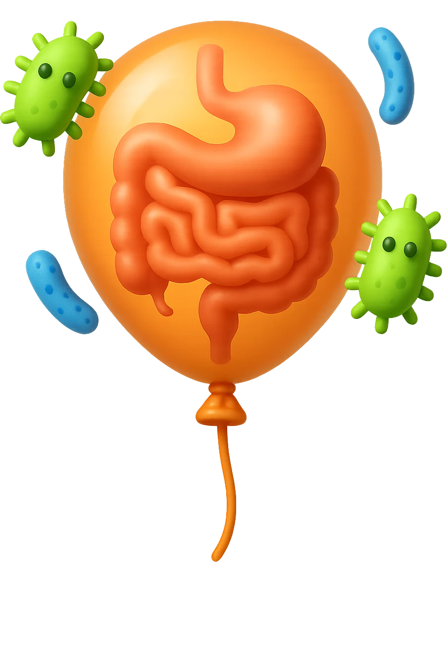 emoji stile iphone di un palloncino in 3d con intestino dentro e batteri intestinali intorno emoji
