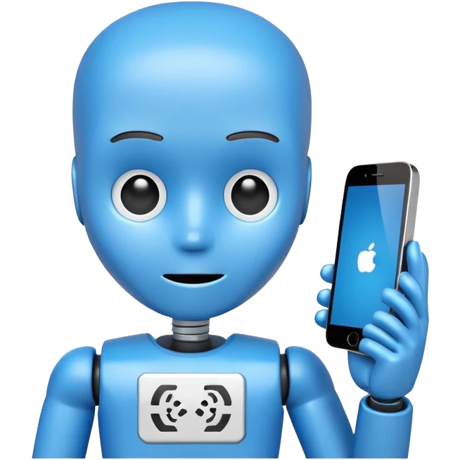 blue crash test dummy with phone emoji