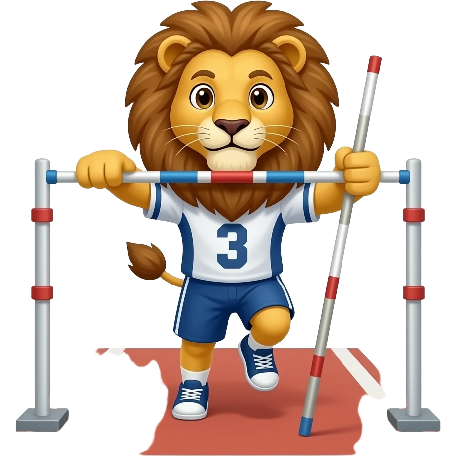 lion Pole Vaulting with jersey emoji