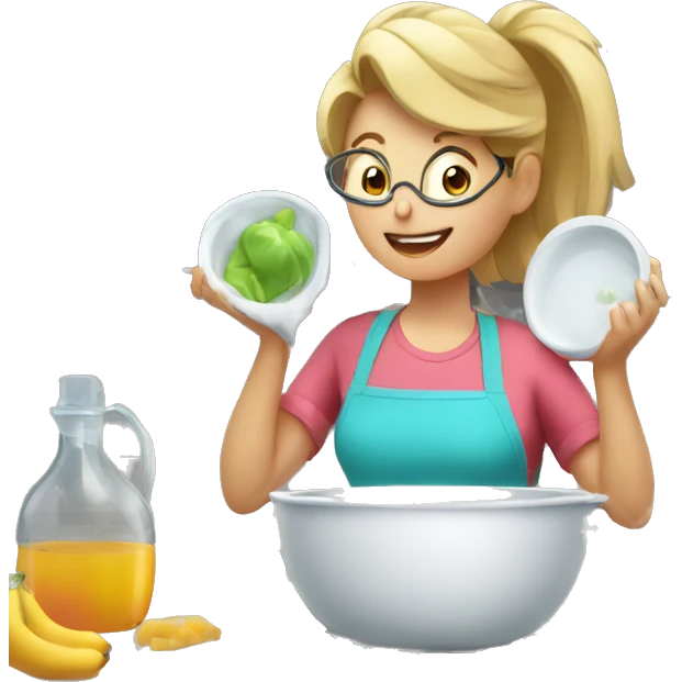 Multitasking Mom doing dishes, pumping  emoji