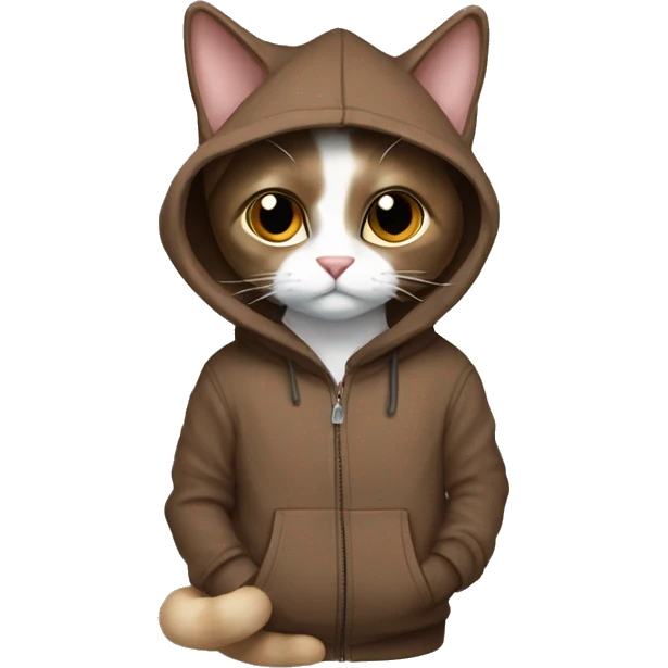 a brown snowshoe cat in a hoodie  emoji