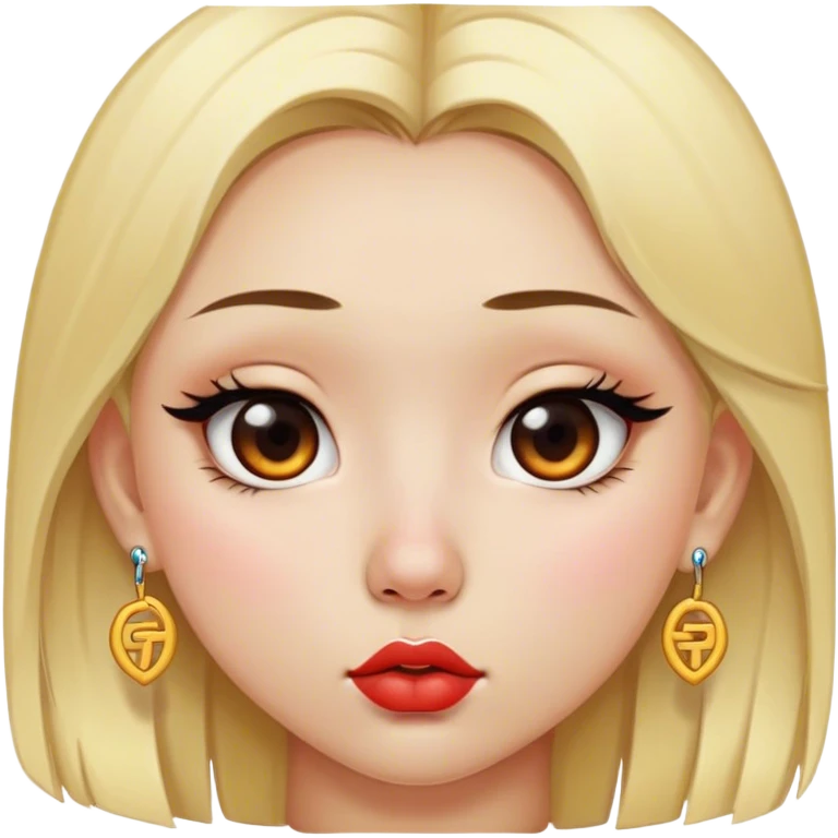 Girl with blonde hair piercing on the nose thick lips and Chinese eyes emoji