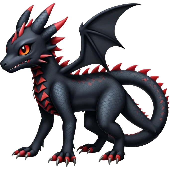 Gothic Edgy Badass Gloomy Cute Dark Guilmon-Salandit-Umbreon-Fakémon-hybrid-creature (full body)  emoji