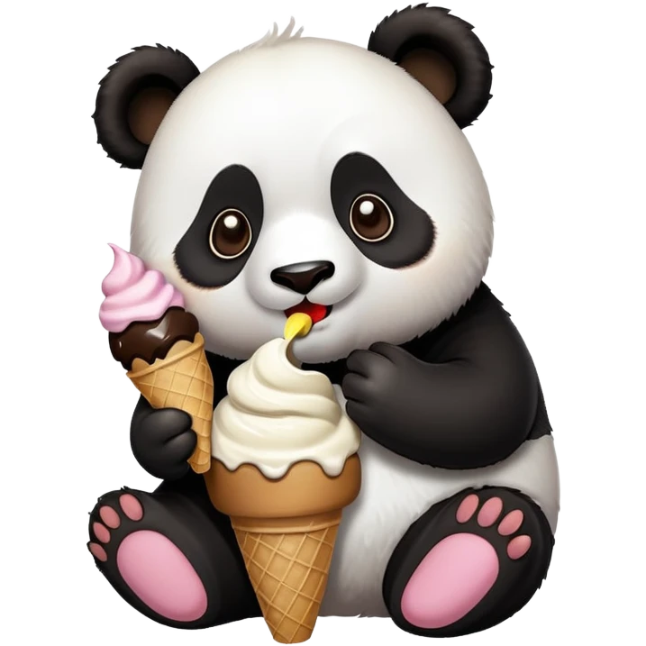 Panda eating ice cream emoji