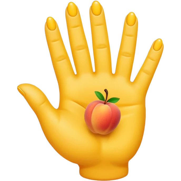 The image shows a modified emoji combination where a yellow hand emoji is positioned over a peach emoji. The hand’s fingers are spread emoji