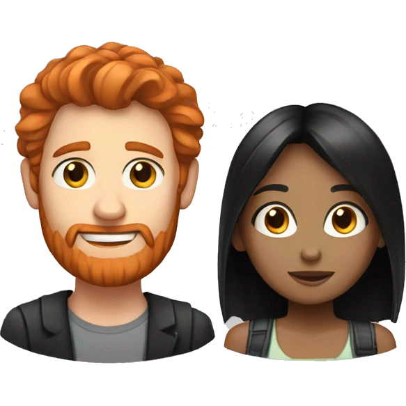 A red haired man and black haired girl  emoji