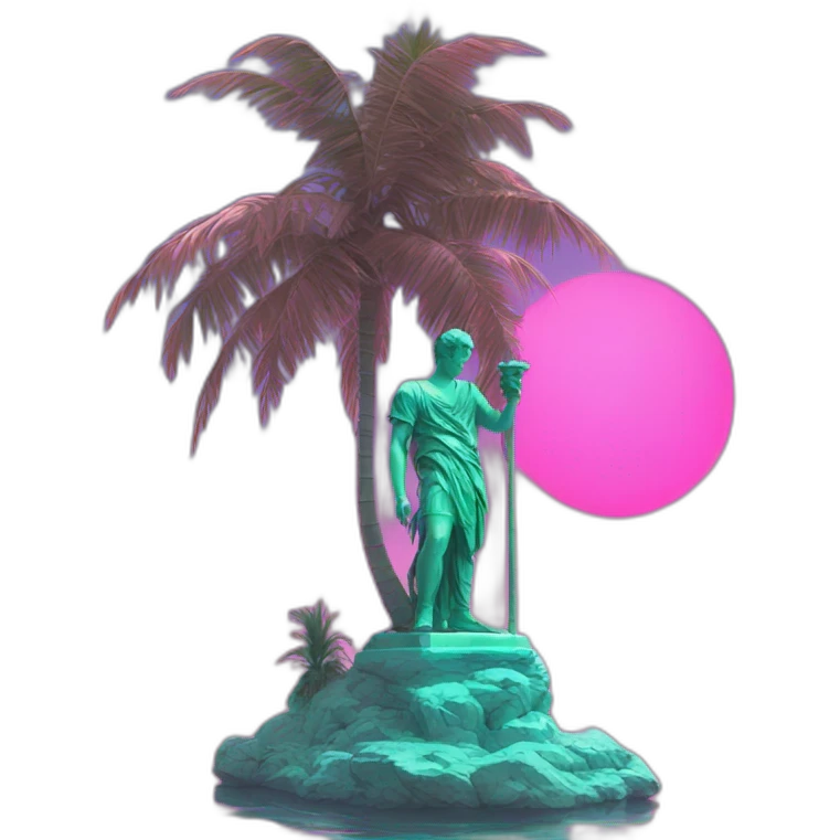 vaporwave palm tree and david statue emoji
