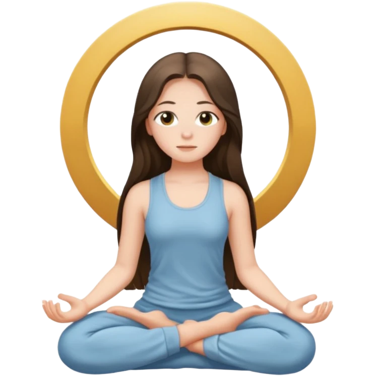 pretty white brunette teen long hair with hazel eyes meditating emoji