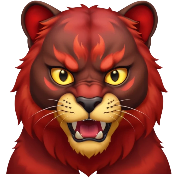 cara de una pantera enojada animal  de color rojo emoji