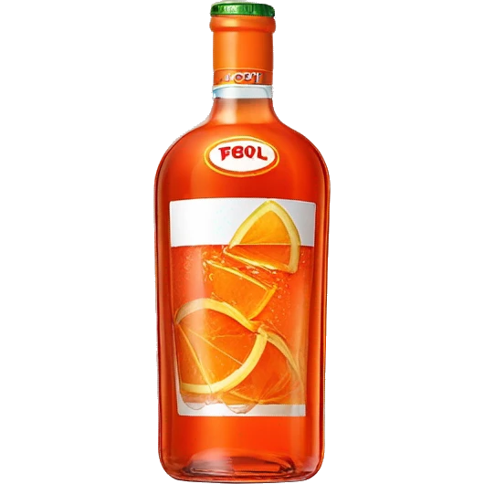 A glass of aperol spritz and a bottle (the original brand)of aperol right next to it emoji