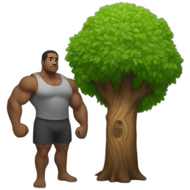 A strong big man with Tree in his arm emoji