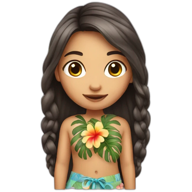 Hawaiian cute long hair girl emoji