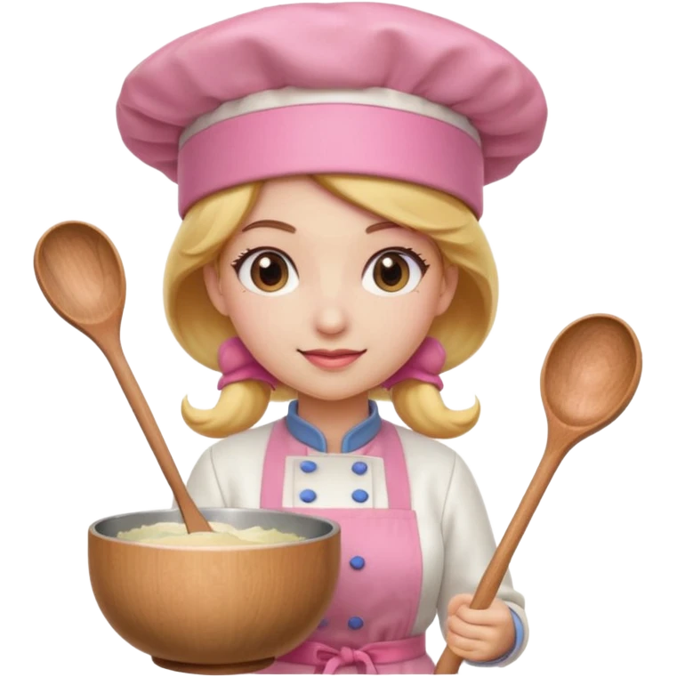 Pink chef hat princess peach with a hand and spoon  emoji