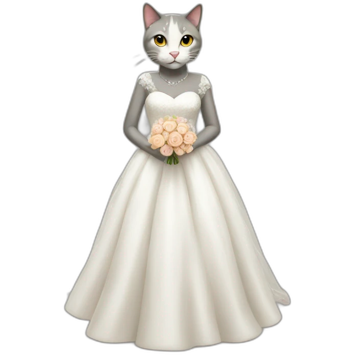 cat wears wedding dress emoji