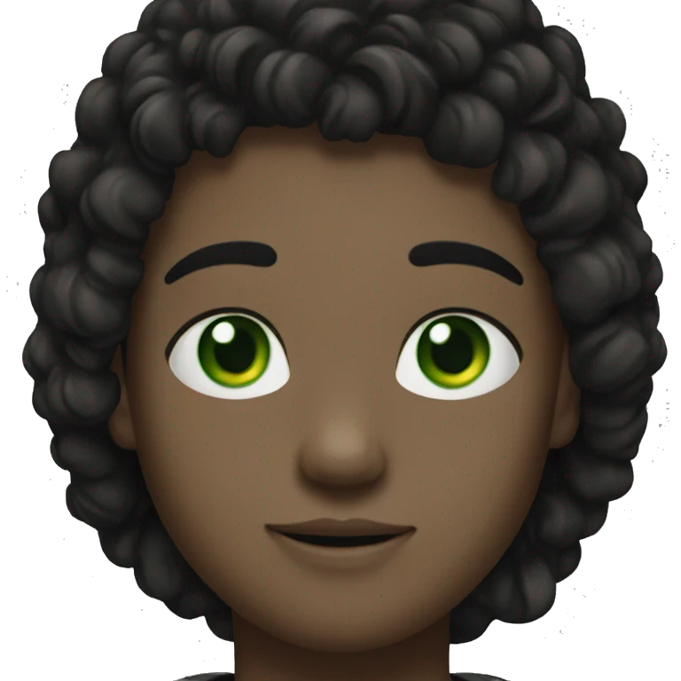 An black boy green eyes black hair  emoji