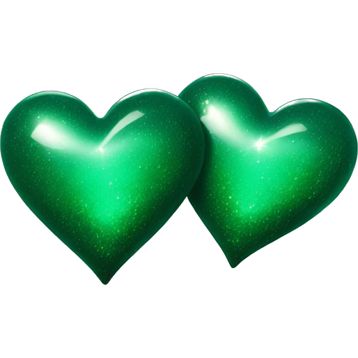 Two dark green hearts with a sparkle emoji