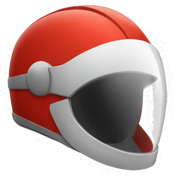one cartoon red spacial helmet with white glass emoji