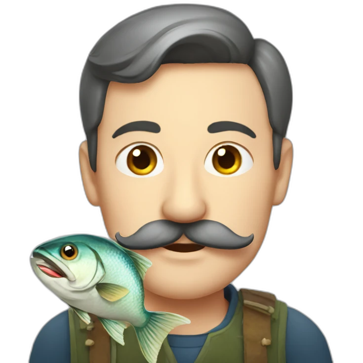 russian moustache husband with fish emoji