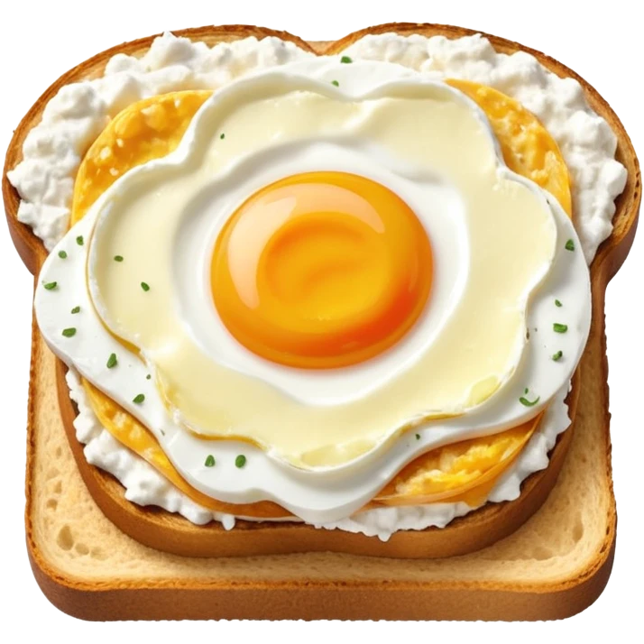 Sour bread toast with cottage cheese and egg on top emoji
