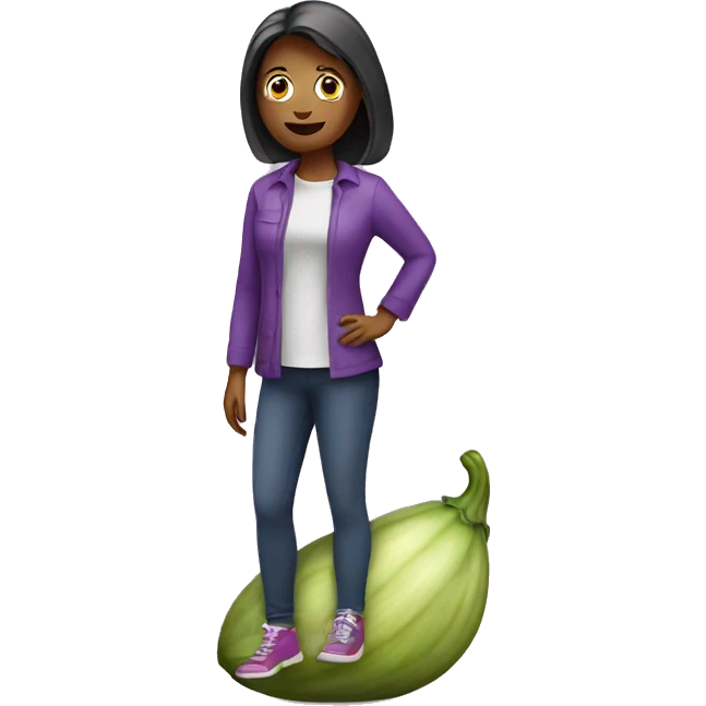 woman standing on egg plant emoji