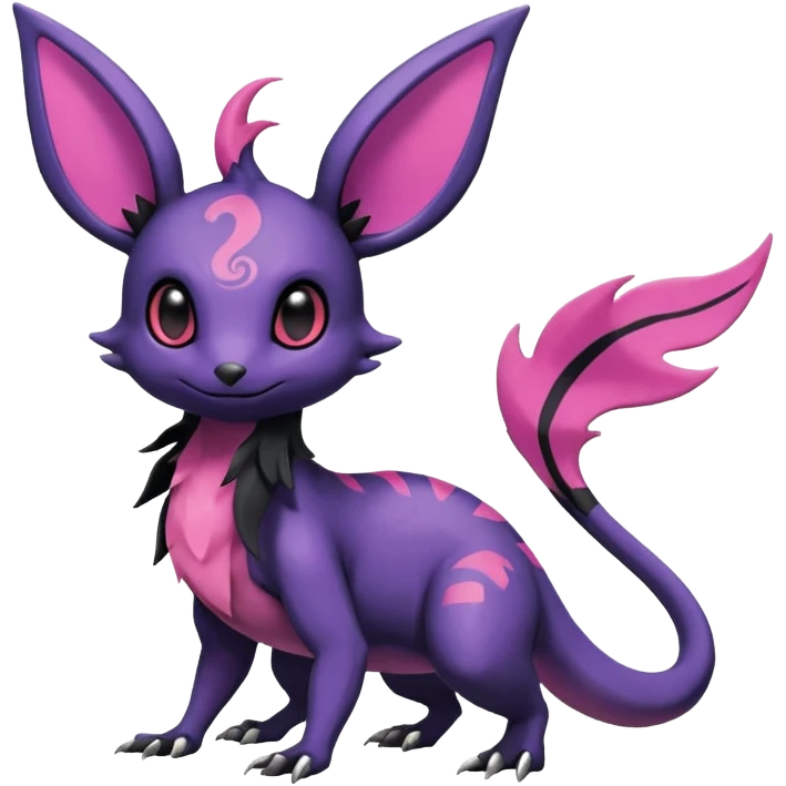 Rare exotic cute epic aesthetic Salandit-Eevee-Noibat-species-Fakemon-hybrid-creature, with markings, full body emoji