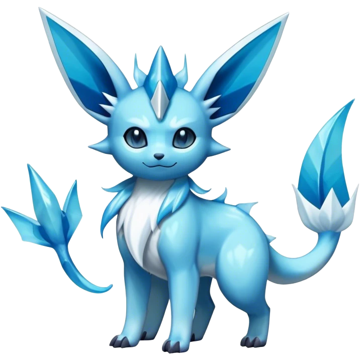 Shiny Cool Glaceon-Vaporeon-Fakemon-hybrid-fusion- full body emoji