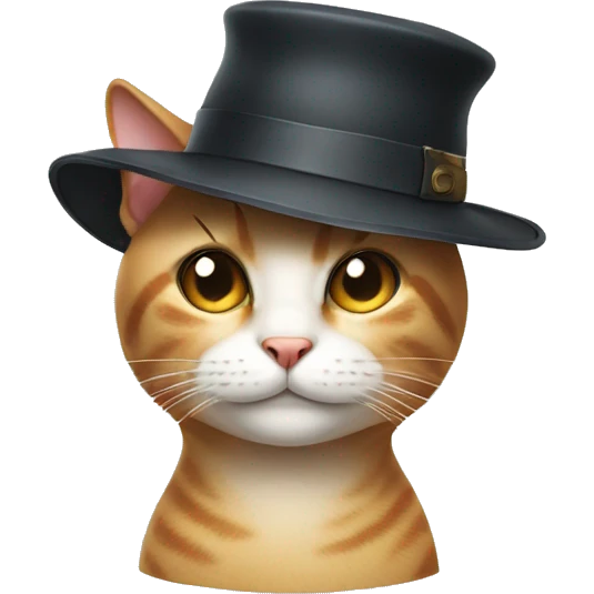 A one eyed cat wearing a hat emoji