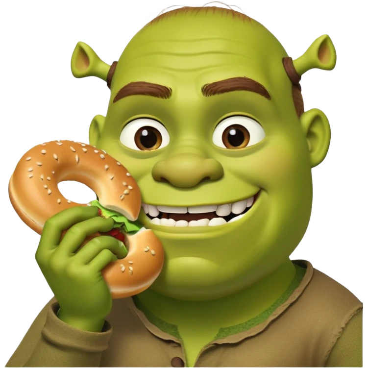 Shrek with bagel sandwich emoji