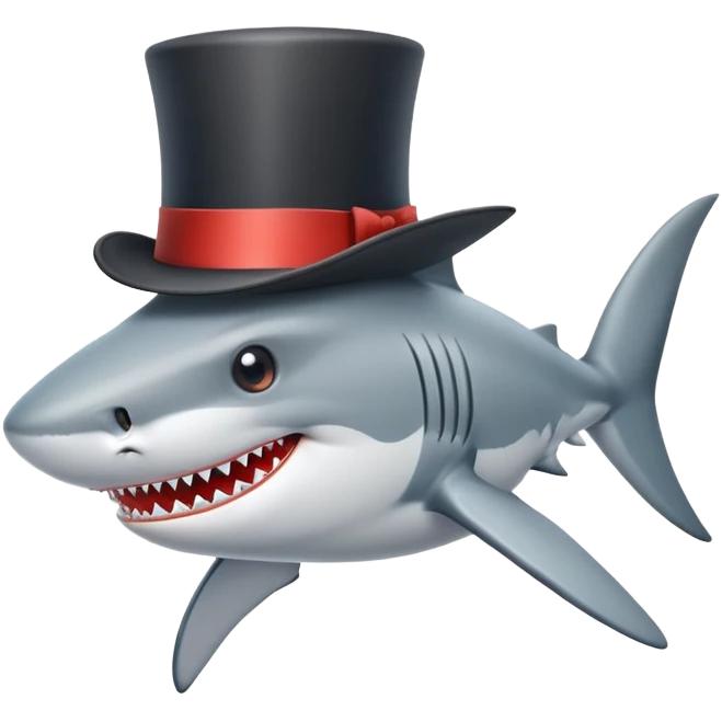 Shark with a top hat emoji