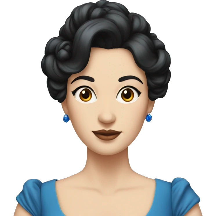 A pale noble woman with black hair in updo, blue dress emoji