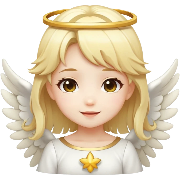 anime style, Cute chibi angel girl, blonde hair, with aureola, happy face emoji